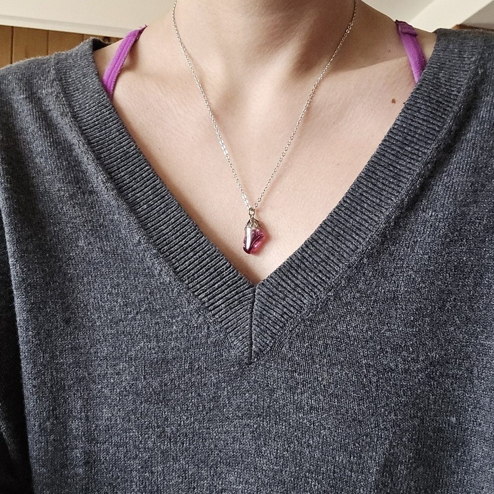 Vintage Carved Quartz Boho Bohemian Stone Necklace - Picture 1 of 13